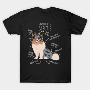 Blue Merle Sheltie Shetland Sheepdog Anatomy T-Shirt